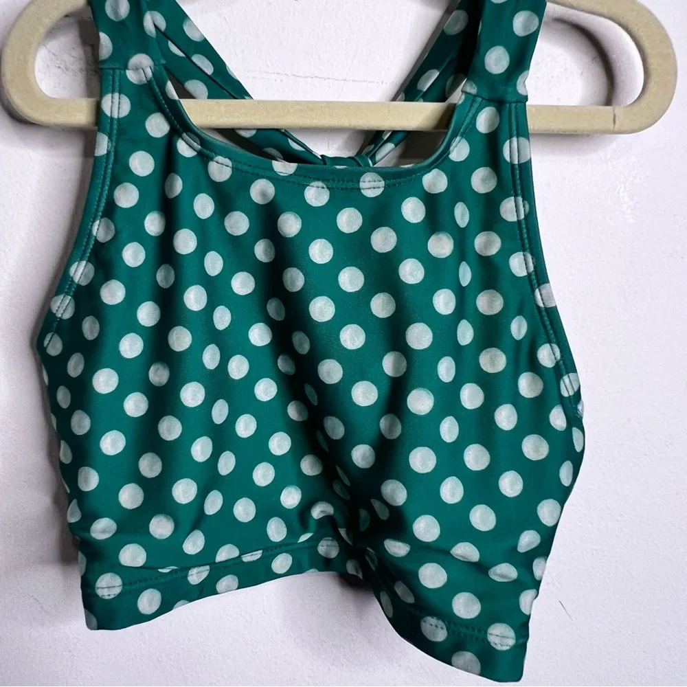Tea Collection Polka Dot Tankini Swim Set 2 Piece Green White